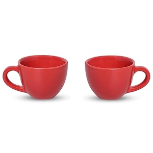 espresso coffee cup 75 ml pack of 2  stoneware toxic free  microwave amp freezer safe  2 x 75 ml cup red