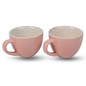 Espresso Coffee Cup 75 ml (Pack of 2) | Stoneware Toxic Free | Microwave &amp; Freezer Safe | 2 x 75 ml Cup, Pink (White Inside)