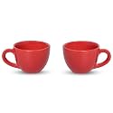 Espresso Coffee Cup 75 ml (Pack of 2) | Stoneware Toxic Free | Microwave &amp; Freezer Safe | 2 x 75 ml Cup, Red