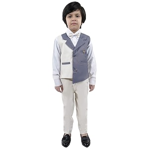 Boys Cotton 3 Piece Waistcoat Pant Shirt