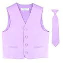 BOY'S Dress Vest & NeckTie Solid HOT PINK FUCHSIA Color Neck Tie Set