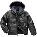 Boy's Faux Leather Jacket Windproof Warm Winter Coat Kids Bomber Outerwear Waterproof PU Motorcycle Jacket