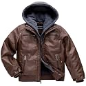 Boy's Faux Leather Jacket Windproof Warm Winter Coat Kids Bomber Outerwear Waterproof PU Motorcycle Jacket