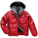 Boy's Faux Leather Jacket Windproof Warm Winter Coat Kids Bomber Outerwear Waterproof PU Motorcycle Jacket