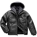 Boy's Faux Leather Jacket Windproof Warm Winter Coat Kids Bomber Outerwear Waterproof PU Motorcycle Jacket