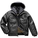 Boy's Faux Leather Jacket Windproof Warm Winter Coat Kids Bomber Outerwear Waterproof PU Motorcycle Jacket