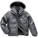 Boy's Faux Leather Jacket Windproof Warm Winter Coat Kids Bomber Outerwear Waterproof PU Motorcycle Jacket