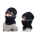 Boy's and Girl's (>12 Yrs) Winter Warm Hat Outdoor Sports Hedging Hat Scarf Set Ski Equipment - Black