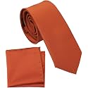Boy's Solid Tie with Pocket Square Set, Regular Necktie for Children and Kids, Self-Tied