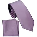 Boy's Solid Tie with Pocket Square Set, Regular Necktie for Children and Kids, Self-Tied