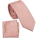 Boy's Solid Tie with Pocket Square Set, Regular Necktie for Children and Kids, Self-Tied