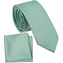 Boy's Solid Tie with Pocket Square Set, Regular Necktie for Children and Kids, Self-Tied