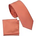 Boy's Solid Tie with Pocket Square Set, Regular Necktie for Children and Kids, Self-Tied