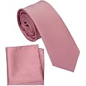 Boy's Solid Tie with Pocket Square Set, Regular Necktie for Children and Kids, Self-Tied