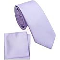 Boy's Solid Tie with Pocket Square Set, Regular Necktie for Children and Kids, Self-Tied