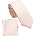 Boy's Solid Tie with Pocket Square Set, Regular Necktie for Children and Kids, Self-Tied