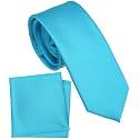 Boy's Solid Tie with Pocket Square Set, Regular Necktie for Children and Kids, Self-Tied