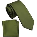 Boy's Solid Tie with Pocket Square Set, Regular Necktie for Children and Kids, Self-Tied
