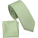 Boy's Solid Tie with Pocket Square Set, Regular Necktie for Children and Kids, Self-Tied