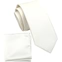 Boy's Solid Tie with Pocket Square Set, Regular Necktie for Children and Kids, Self-Tied