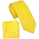 Boy's Solid Tie with Pocket Square Set, Regular Necktie for Children and Kids, Self-Tied