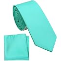 Boy's Solid Tie with Pocket Square Set, Regular Necktie for Children and Kids, Self-Tied