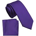 Boy's Solid Tie with Pocket Square Set, Regular Necktie for Children and Kids, Self-Tied
