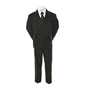 Boy Black Formal Satin Suit Tuxedo from New Born to Teen (3T)