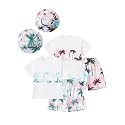 Boy Shorts Sets Summer Hawaii Outfit Palm Print Short Sleeve T-Shirt and Drawstring Cotton Shorts with Pockets