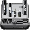 BOYA Dual Wireless Mic with 30H Battery Backup 100M Range Clip On Mic Wireless for YouTube Vlogging Recording Interview Type-C, Lightning &amp; 3.5mm Adapters for DSLR Camera &amp; Smartphones. (BOYALINK-2)