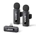 BOYA BY-V2 Wireless Microphones for iPhone iPad with MFi Certified Lightning Port, 328ft Range, 9H Battery Life, Noise Reduction Mini Mic Clip on Lapel Microphone Wireless for Video Recroding