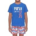 Boys 2pc Shorts Set Outfit Short Sleeve Shirt with Classic Applique Print and Shorts