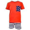 Boys 2pc Shorts Set Outfit Short Sleeve Shirt with Classic Applique Print and Shorts