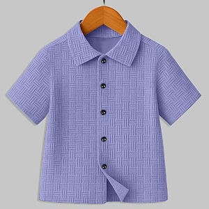 Boys Casual Cotton Blend Solid Collared Button