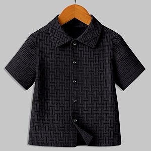 Boys Casual Cotton Blend Solid Collared Button