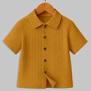 Boys Casual Cotton Blend Solid Collared Button