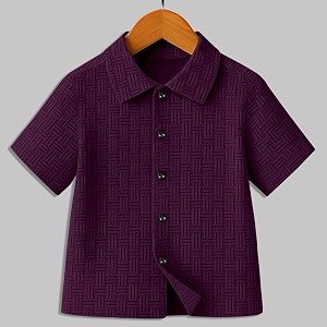 Boys Casual Cotton Blend Solid Collared Button