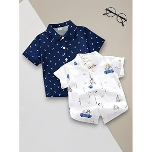 boys39 printed casual shirts pack of 2 striped plaid and checked