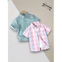 Boys' Printed Casual Shirts, Pack of 2, Striped, Plaid and Checked