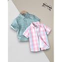 Boys' Printed Casual Shirts, Pack of 2, Striped, Plaid and Checked