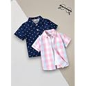 Boys' Printed Casual Shirts, Pack of 2, Striped, Plaid and Checked