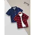 Boys' Printed Casual Shirts, Pack of 2, Striped, Plaid and Checked