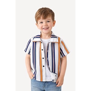 boys39 short sleeve button-down shirt multicolour striped casual summer top for kids