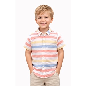 boys39 short sleeve button-down shirt multicolour striped casual summer top for kids