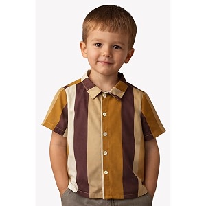 boys39 short sleeve button-down shirt multicolour striped casual summer top for kids
