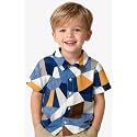 Boys' Short Sleeve Button-Down Shirt, Multicolour Striped, Casual Summer Top for Kids
