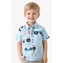 Boys' Short Sleeve Button-Down Shirt, Multicolour Striped, Casual Summer Top for Kids
