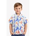Boys' Short Sleeve Button-Down Shirt, Multicolour Striped, Casual Summer Top for Kids