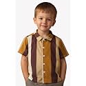 Boys' Short Sleeve Button-Down Shirt, Multicolour Striped, Casual Summer Top for Kids