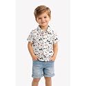Boys' Short Sleeve Button-Down Shirt, Multicolour Striped, Casual Summer Top for Kids